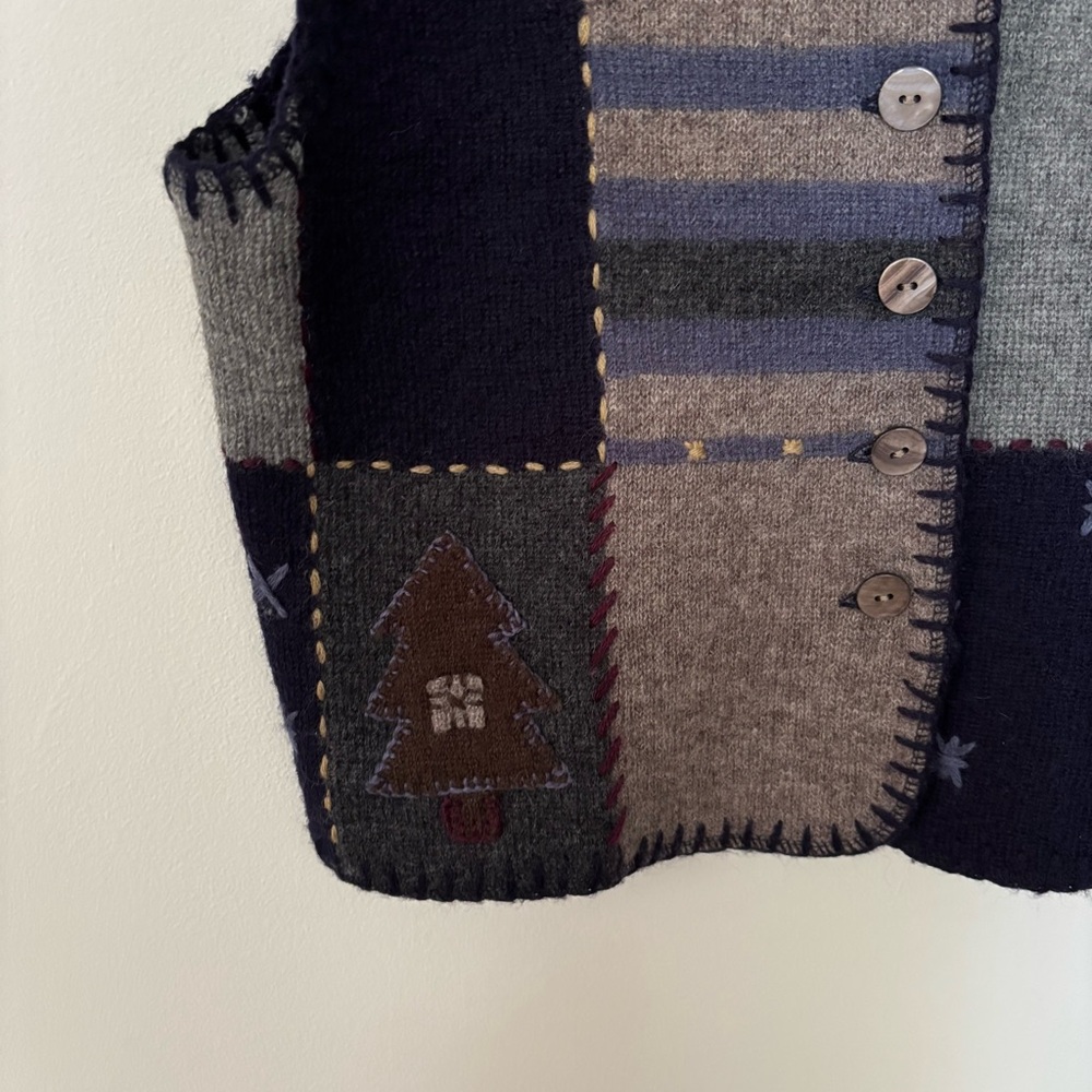 Vintage Woolrich Patchwork Christmas Sweater Vest… - image 3
